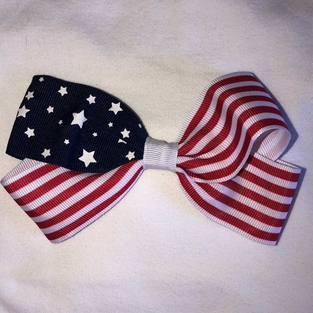Crazy 8 Kid Girl American Flag 4th of July Bow Hair Clip Accessory